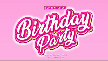 cumpleaños fiesta editable texto efectos psd