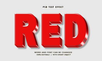 rojo 3d editable texto efectos psd
