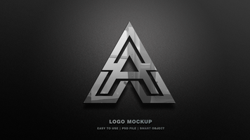 Logo Mockup 3D on black wall psd