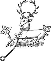 The White Hart are the generally charged with the paternal arms of the deceased vintage engraving. vector