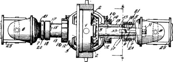 Gearing Differential vintage illustration. vector