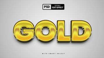 Golden shiny luxury 3d text effect design psd