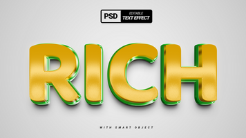 Rich golden shiny luxury 3d text effect template design psd