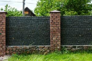 Fence built from wood. Outdoor landscape. Security and privacy concept. Vancouver. Canada. photo