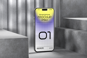 PSD mockup concept with smartphone screen in shadow