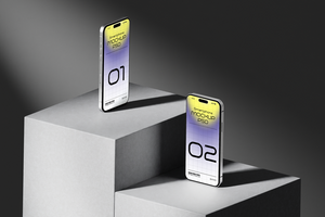 PSD mockup concept with smartphone screen in shadow