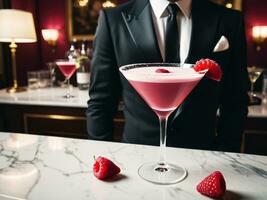 ai generado frambuesa elegancia el francés martini experiencia. ai generado. foto