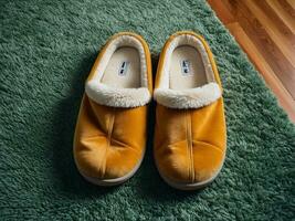 AI generated Comfort and Style Embrace Coziness with Memory Foam Slippers. AI Generated. photo