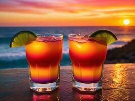 AI generated Radiant Energy Colorful Tequila Sunrise at Dawn. AI Generated. photo