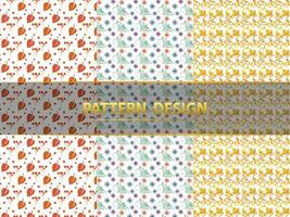 Set of hand drawn flowers, seamless patterns with floral for fabric. vector
