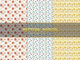 Set of hand drawn flowers, seamless patterns with floral for fabric. vector