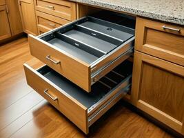 AI generated Seamless Functionality Enhancing Cabinetry with Smooth Operating Drawer Slides. AI Generated. photo