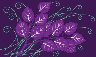 purple pink leaves vector curly wavy curve lines for background design.