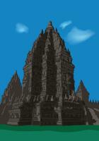 prambanan tempe vector with blue sky for background design.