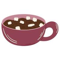 Hot cocoa with marshmallows in a cup vector