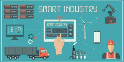 Smart industry 4.0 infographic with Smart Manufacturing and Artificial intelligence concept. Vector illustration.