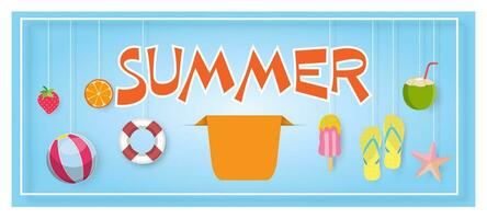 Summer sale banner with 50 off discount text and summer elements in colorful backgrounds. Vector illustration eps10