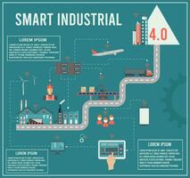 Smart industry 4.0 infographic with Smart Manufacturing and Artificial intelligence concept. Vector illustration.