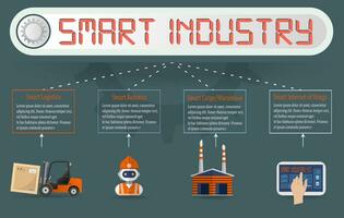 Smart industry 4.0 infographic with Smart Manufacturing and Artificial intelligence concept. Vector illustration.