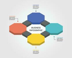 Octagon step chart template for infographic for presentation for 4 element vector