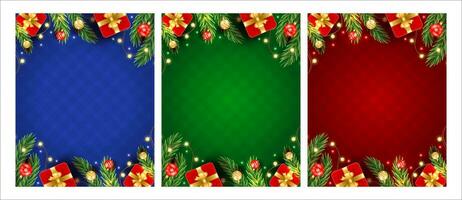 Merry Christmas and Happy New Year vertical background with Christmas branch, balls, snowflakes. For sale, banner, posters, cover design templates, social media wallpaper stories vector