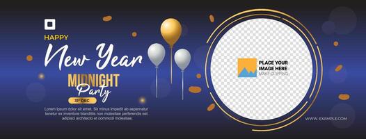 New Year party poster with a blue background and balloons suitable for social media vector