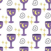 Cup with witchcraft potion seamless pattern vector