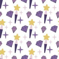 Magical background with magic wand, stars and crystals vector