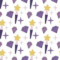 Magical background with magic wand, stars and crystals vector