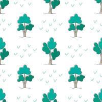 Trees in cartoon style seamless pattern vector