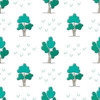 Trees in cartoon style seamless pattern vector