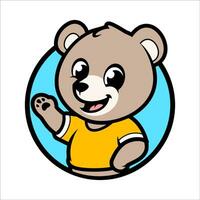 linda dibujos animados oso mascota logo vector