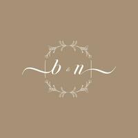 BN beauty monogram and elegant wedding logo design vector