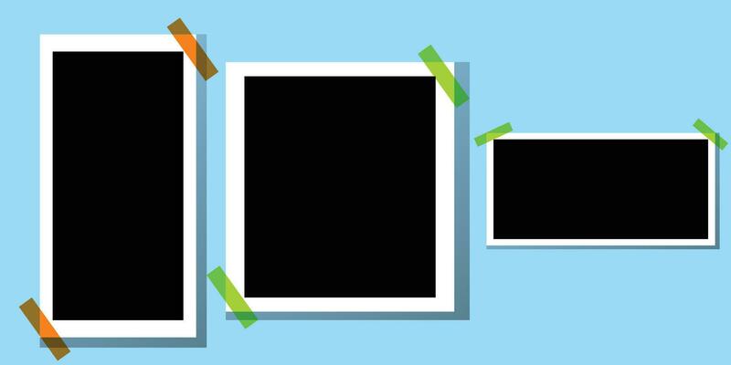 Vector illustration Collection Photo booth picture frames. Vintage white empty, instant photos and photographs strips Great for decorating banners or social media as old style photo templates