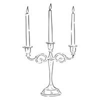 un línea dibujado candelabro en un incompleto estilo. creado utilizando procrear y manzana lápiz. vector