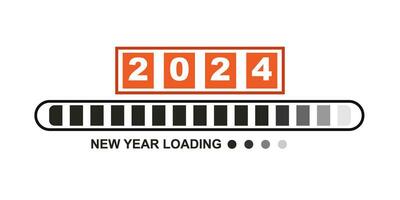 cargando 2023 a 2024 Progreso bar. contento nuevo año 2024 Bienvenido. año cambiando desde 2023 a 2024. final de 2023 y comenzando de 2024. casi alcanzando nuevo año deseos 2024. comienzo objetivo y planificación. vector