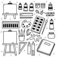 Set of art materials doodle vector