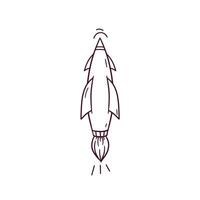 Hand Drawn illustration of rocket icon. Doodle Vector Sketch Illustration