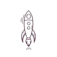 Hand Drawn illustration of rocket icon. Doodle Vector Sketch Illustration