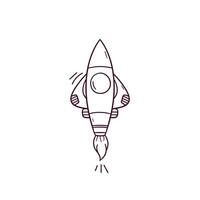 Hand Drawn illustration of rocket icon. Doodle Vector Sketch Illustration