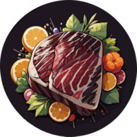 ai generato crudo carne bistecca cartone animato illustrazione png