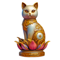 AI generated cat statue isolated on transparent background png