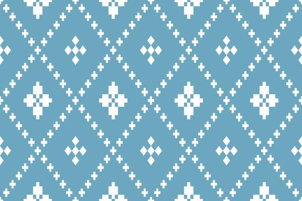 Indigo navy blue geometric traditional ethnic pattern Ikat seamless pattern border abstract design for fabric print cloth dress carpet curtains and sarong Aztec African Indian Indonesian