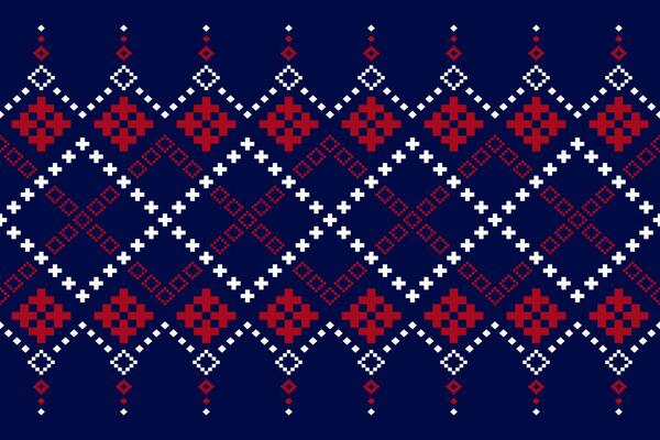 Indigo navy blue geometric traditional ethnic pattern Ikat seamless pattern border abstract design for fabric print cloth dress carpet curtains and sarong Aztec African Indian Indonesian