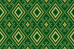 Green Cross stitch colorful geometric traditional ethnic pattern Ikat seamless pattern border abstract design for fabric print cloth dress carpet curtains and sarong Aztec African Indian Indonesian vector