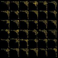 Gold vector illustration of decorative corner frame set. Hand Draw of Corner frame Different Shape golden corner frames and vintage frame decoration, Gold floral ornaments.
