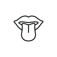 Tongue line icon isolated on white background vector