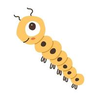 Cute cartoon caterpillar on a white background. Cute character for childish design. Flat vector illustration.