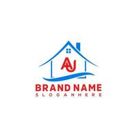 Letter AU and house logo design vector template. Home real estate logo