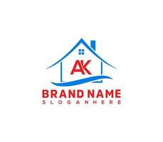 Letter AK home logo design vector template. Home real estate logo.